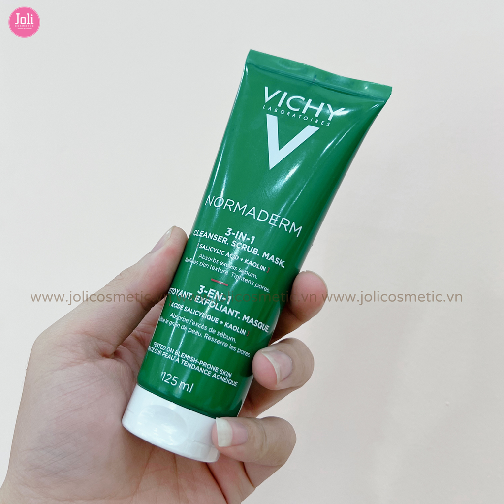 Sữa Rửa Mặt & Mặt Nạ Tẩy Tế Bào Chết Vichy Normaderm 3 in 1 Scrub + Cleanser + Mask 125ml