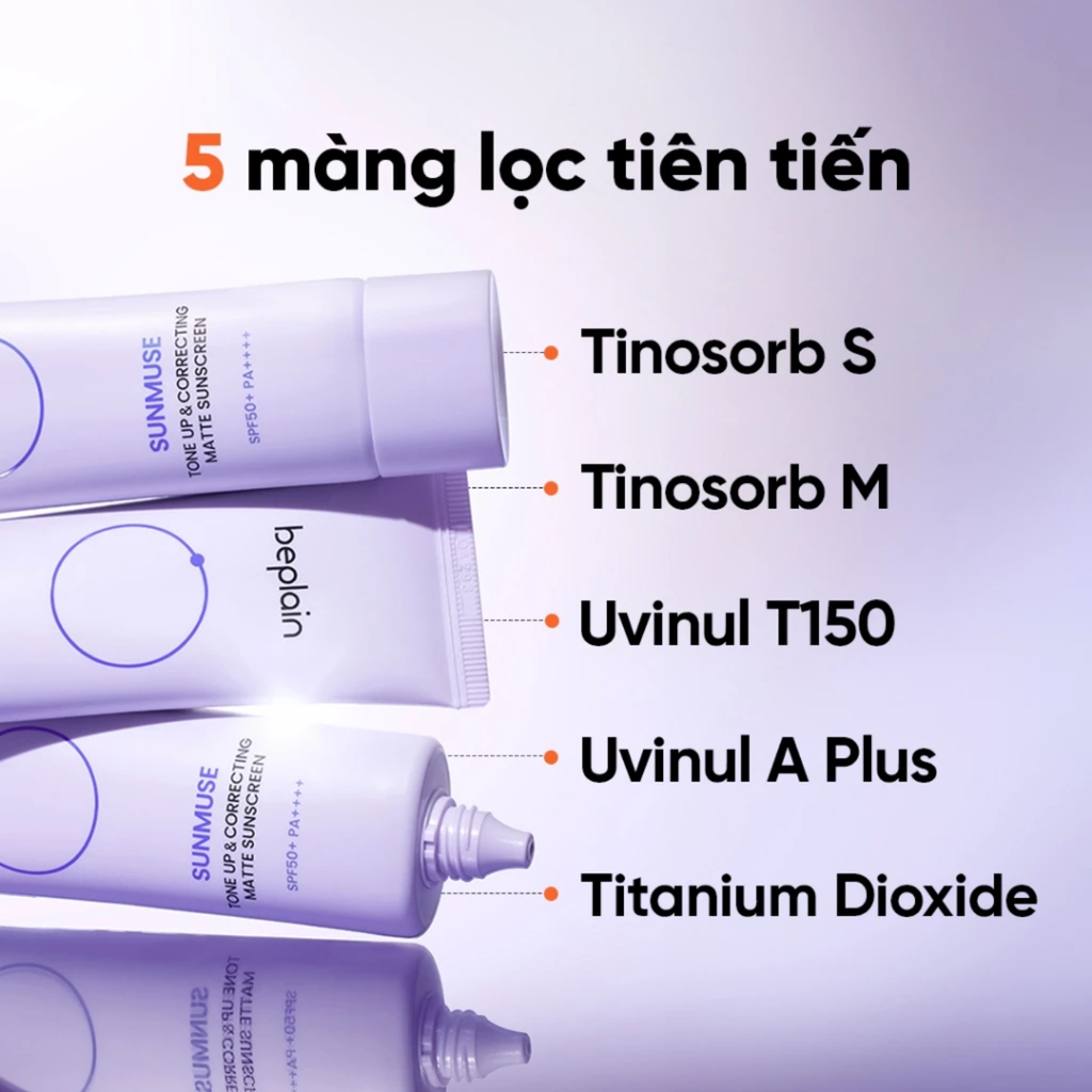 Kem Chống Nắng Nâng Tông Kiềm Dầu beplain Sunmuse Tone Up & Correcting Matte Sunscreen SPF50+ PA++++ 50ml