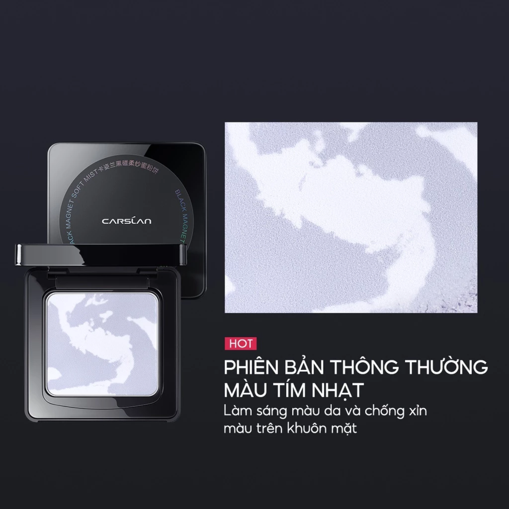 Phấn Phủ Dạng Nén Cho Da Khô Carslan Black Magnet Soft Mist Powder 8g (nắp đen)