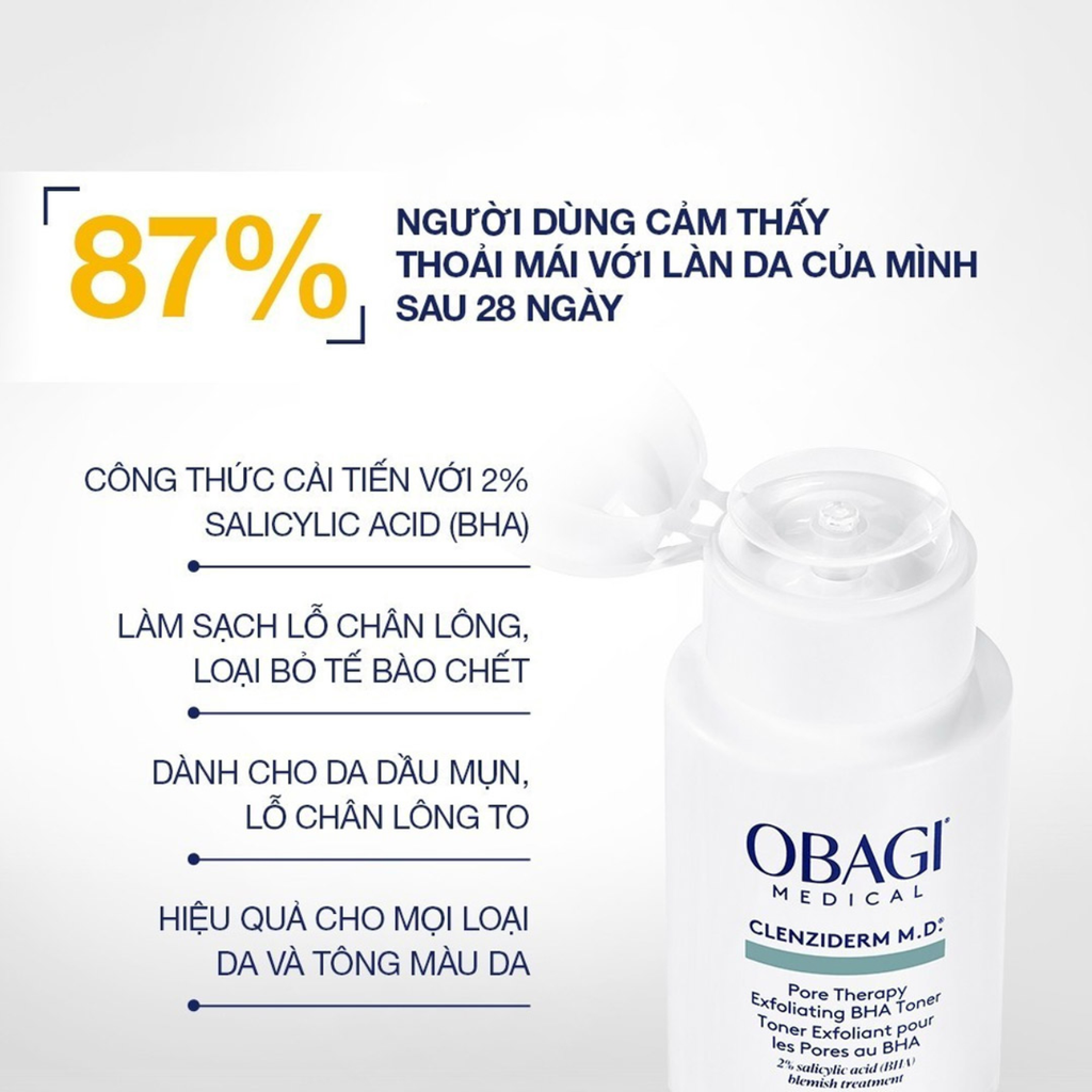 Nước Hoa Hồng Thu Nhỏ Lỗ Chân Lông Obagi Clenziderm M.D Pore Therapy Exfoliating BHA Toner 148ml