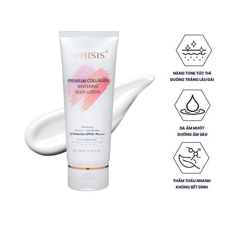 Kem Dưỡng Thể Chống Nắng Toàn Thân Whisis Premium Collagen Whitening Body Lotion SPF50+ PA++++ 200ml