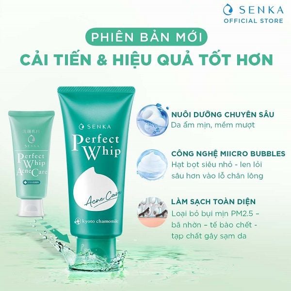 Sữa Rửa Mặt Dành Cho Da Mụn Senka Perfect Whip Acne Care 100g