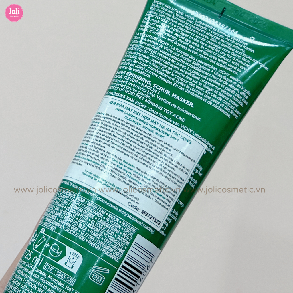 Sữa Rửa Mặt & Mặt Nạ Tẩy Tế Bào Chết Vichy Normaderm 3 in 1 Scrub + Cleanser + Mask 125ml