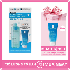 Bộ Sản Phẩm Tẩy Trang Cho Da Mụn La Roche-Posay Effaclar 400ml + Sữa Rửa Mặt Cho Da Dầu Mụn Effaclar 50ml