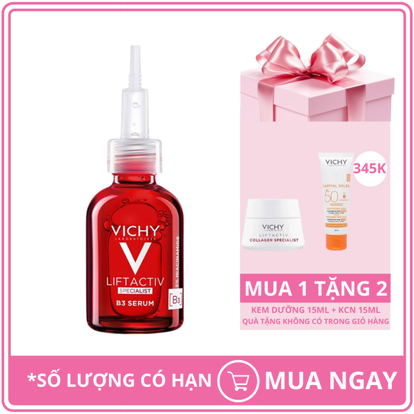 Bộ Sản Phẩm Tinh Chất Mờ Nám Sáng Da Vichy Liftactiv B3 30ml + Kem Dưỡng Ẩm Vichy Collagen 15ml + Gel Chống Nắng Giảm Nám Vichy 15ml