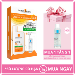 Sữa Chống Nắng Cho Da Dầu Mụn La Roche-Posay Anthelios UVMUNE400 Oil Control Fluid 50ml + Nước Tẩy Trang Dành Cho Da Nhạy Cảm La Roche-Posay 50ml