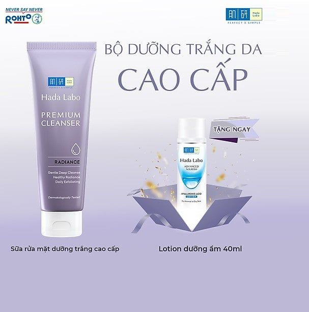 Sữa Rửa Mặt Hada Labo Dưỡng Sáng Da Premium Cleanser Radiance 100g