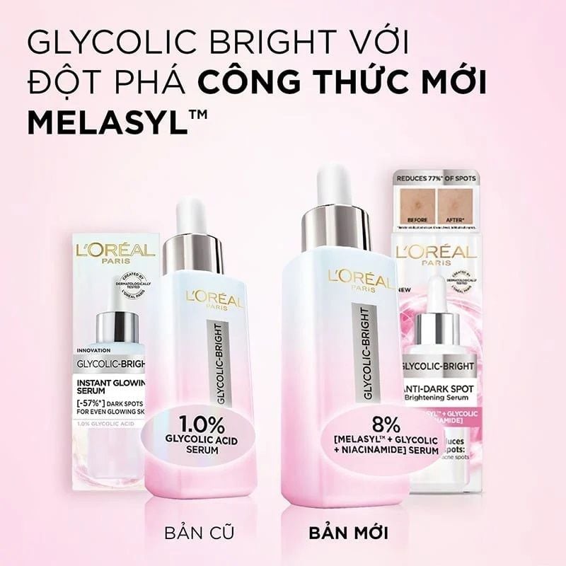 Serum Dưỡng Sáng Da Mờ Thâm Nám Loreal Glycolic Bright 8% [Melasyl+Glycolic+Niacinamide] 30ml