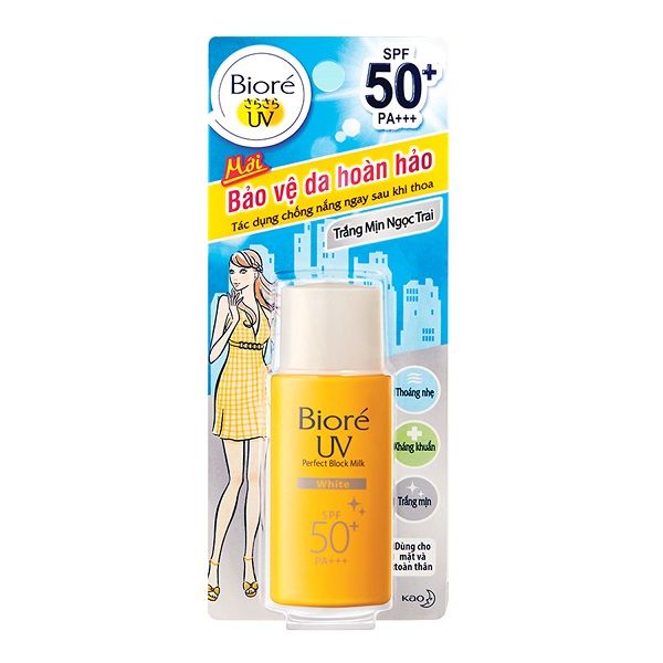 Sữa Chống Nắng Bioré Sáng Da Ngọc Trai 25ml UV Perfect Protect Milk White SPF50/PA+++