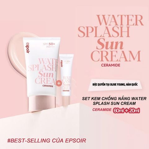 Combo Kem Chống Nắng Dưỡng Ẩm Espoir Water Splash Sun Cream Ceramide SPF50+ PA++++ 60ml + 20ml