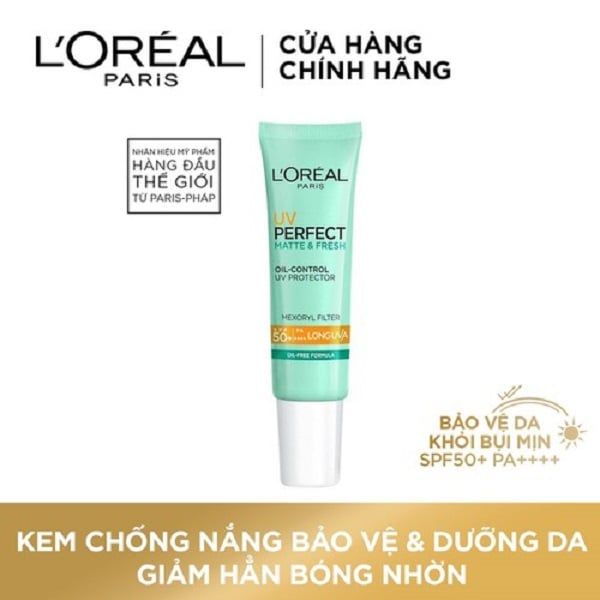 Kem Chống Nắng L'Oréal Kiềm Dầu Thoáng Mịn Da 15ml UV Perfect Matte & Fresh SPF 50+/PA++++
