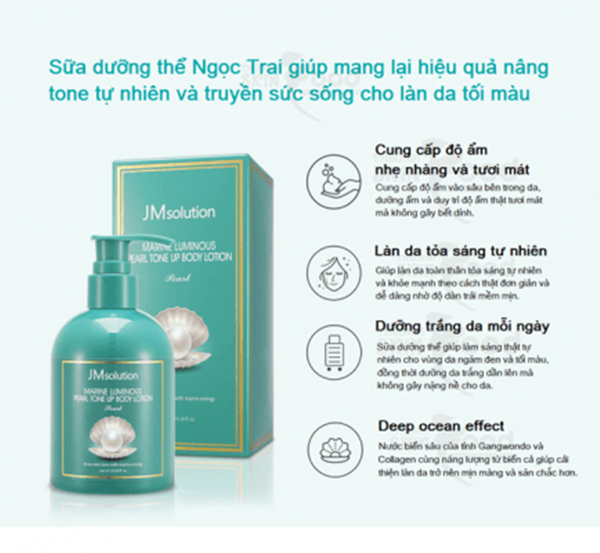 Sữa Dưỡng Thể Làm Sáng Da JMsolution Marine Luminous Pearl Tone Up Body Lotion 200ml