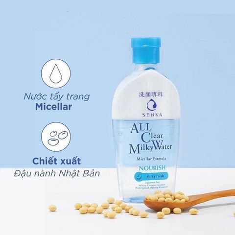 Nước Sữa Tẩy Trang Sạch Sâu Dịu Mát Senka All Clear Milky Water Nourish 230ml