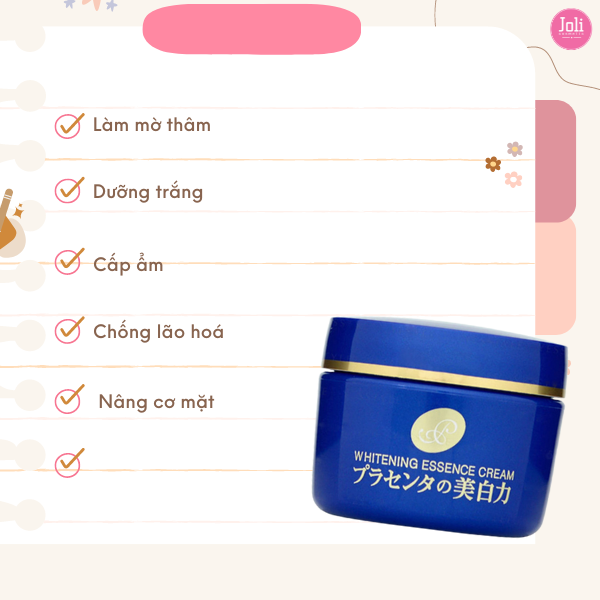 Kem Dưỡng Sáng Da Ngăn Ngừa Lão Hóa Meishoku Placenta Medicated Whitening Essence Cream 55g