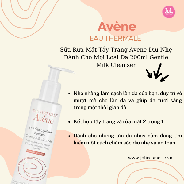 Sữa Rửa Mặt Tẩy Trang Cho Mọi Loại Da Avene Gentle Milk Cleanser 200ml