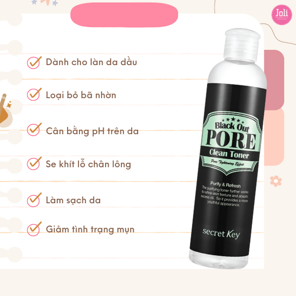 Nước Hoa Hồng Secret Key Black Out Pore Clean Toner 250ml