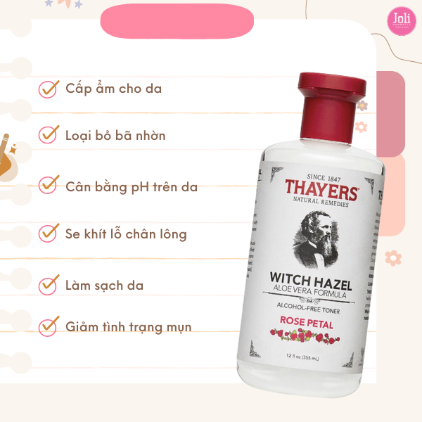 Nước Hoa Hồng Không Cồn Thayers Hương Hoa Hồng Witch Hazel Toner 355ml