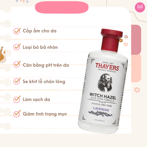 Nước Hoa Hồng Không Cồn Thayers Hương Lavender Free Witch Hazel Toner 355ml