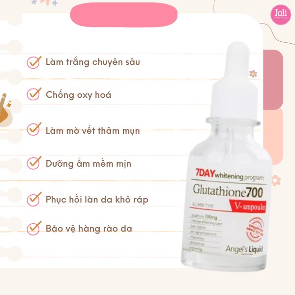 Tinh chất Dưỡng Sáng Da, Làm Mờ Thâm Angel’s Liquid 7day Whitening Program Glutathione 700 V-Ample 30ml