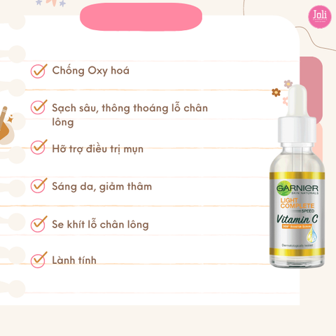 Tinh Chất Garnier Tăng Cường Sáng Da Mờ Thâm Light Complete 30x Vitamin C Booster Serum