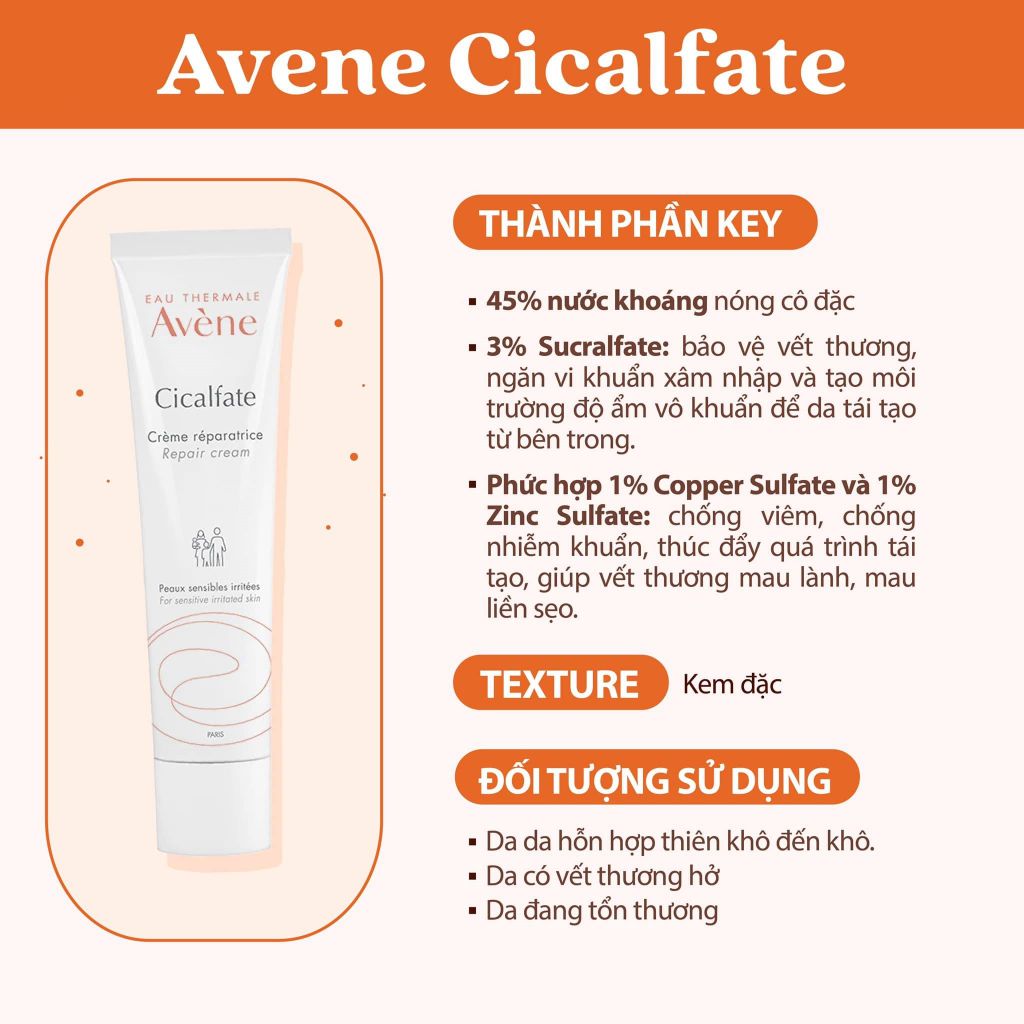 Kem Dưỡng Hỗ Trợ Phục Hồi Da Lành Sẹo Avene Cicalfate Cream