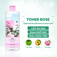 Nước Hoa Hồng Cấp Ẩm Làm Mềm Da Derladie Rose Natural Moisture Toner 500ml