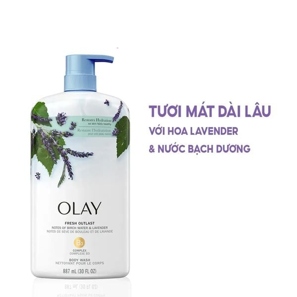 Sữa Tắm Olay Fresh Outlast Purifying Birch Water & Lavender Body Wash 975ml