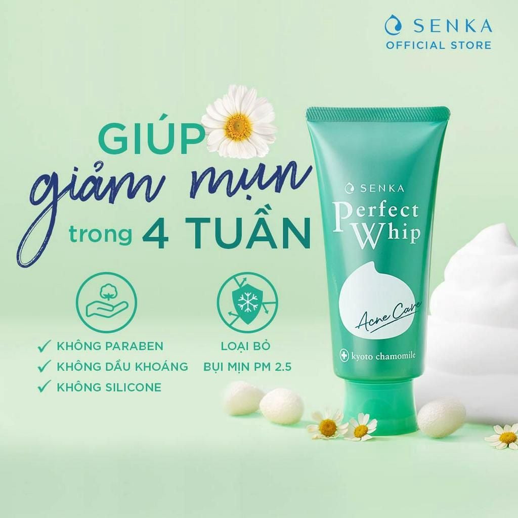 Sữa Rửa Mặt Dành Cho Da Mụn Senka Perfect Whip Acne Care 100g