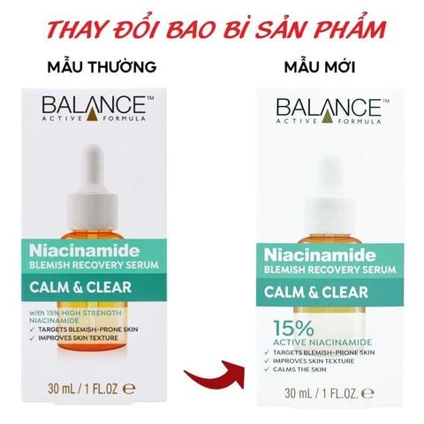 Tinh Chất Balance Ngừa Mụn Mờ Thâm Niacinamide Blemish Recovery Serum Calm & Clear 30ml