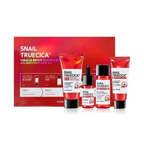 Bộ Kit Some By Mi Ốc Sên Phục Hồi Da, Mờ Thâm Sẹo 4 Món Snail Truecica Miracle Repair Starter Kit-Edition