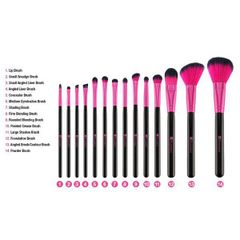 Bộ Cọ Trang Điểm Vacosi 14 Cây BC09 (Bóp Da Hồng) Essential Brush Set