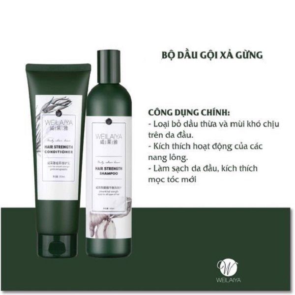 Bộ Dầu Gội & Xã Gừng Xanh Dành Cho Tóc Dầu Và Bết Weilaiya Hair Strength