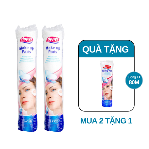 Combo 2 Bông Tẩy Trang Tippys Classic Make Up Pads 120 Miếng + 80 Miếng