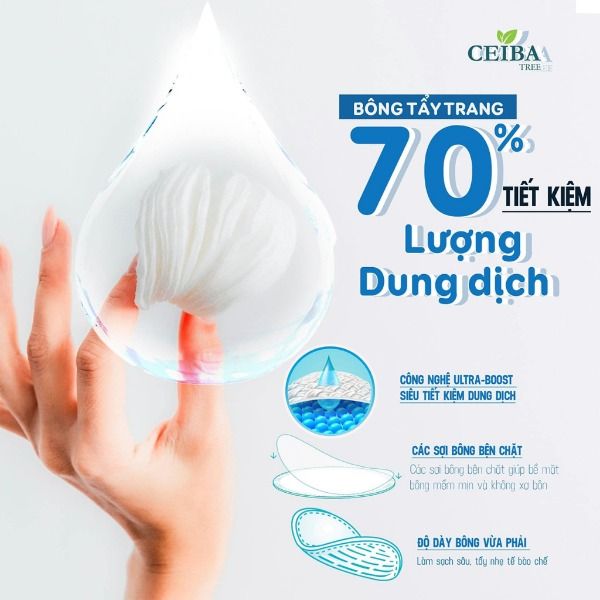 Bông Tẩy Trang Ceiba 100% Chất Liệu Cotton