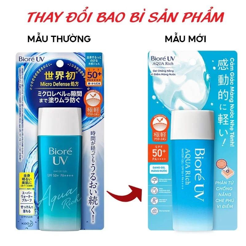 Gel Chống Nắng Dưỡng Ẩm Biore UV Aqua Rich Watery Gel SPF50+ PA++++ 90ml