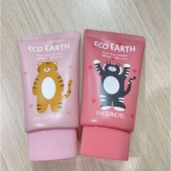 Set Kem Chống Nắng The Saem Eco Earth Pink Sun Cream SPF50+ PA++++ 50g