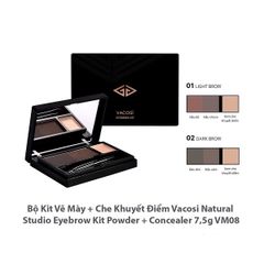 Bộ Kit Vẽ Mày + Che Khuyết Điểm Vacosi VM08 Natural Studio Eyebrow Kit Powder + Concealer 7.5g