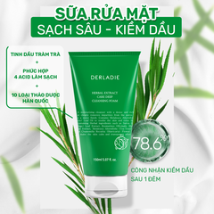 Sữa Rửa Mặt Làm Sạch Sâu Kiềm Dầu Derladie Herbal Extract Care Deep Cleansing Foam 150ml