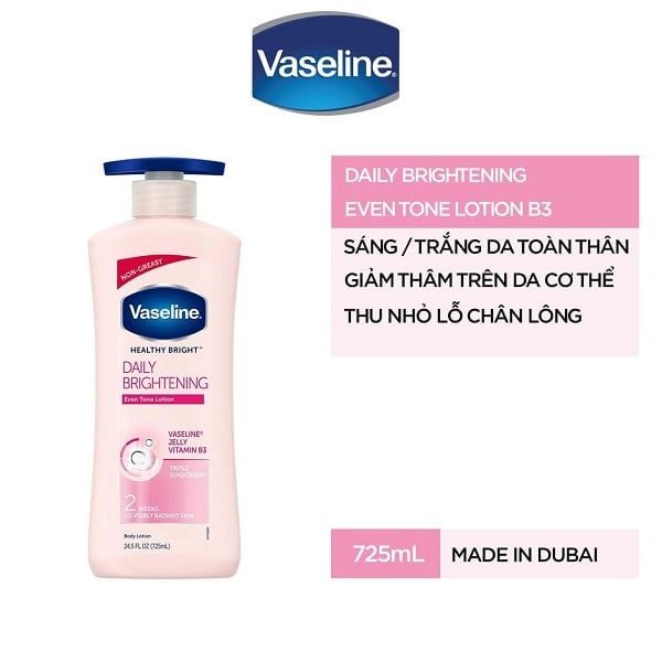 Sữa Dưỡng Thể Vaseline Dưỡng Da Trắng Hồng Healthy Bright Daily Brightening Even Tone Lotion 725ml