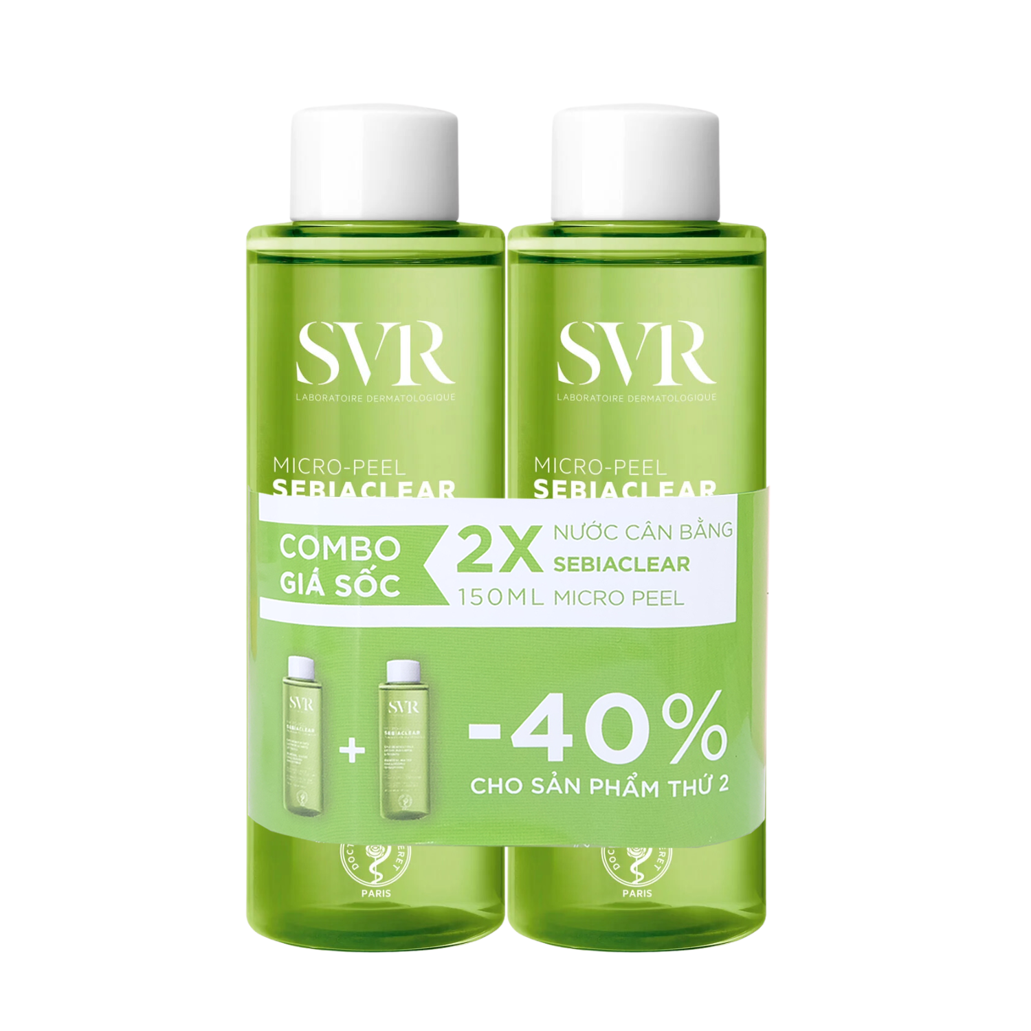 [Combo 2 Chai] Nước Hoa Hồng Cho Da Dầu Mụn SVR Sebiaclear Micro Peel (150ml x 2 )