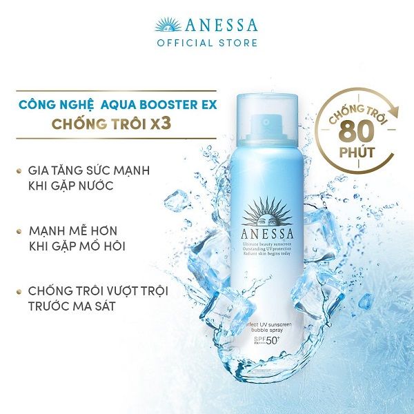 Xịt Chống Nắng Anessa Dạng Bọt Bảo Vệ Toàn Thân 60g Perfect UV Sunscreen Bubble Spray Spf 50+ Pa++++