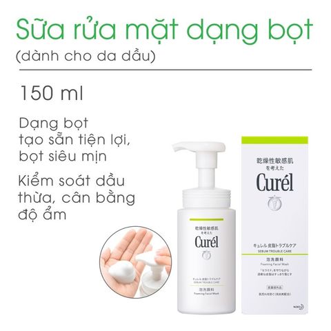 Sữa Rửa Mặt Cho Da Dầu Curel Sebum Trouble Care Sebum Care Foaming Wash 150ml