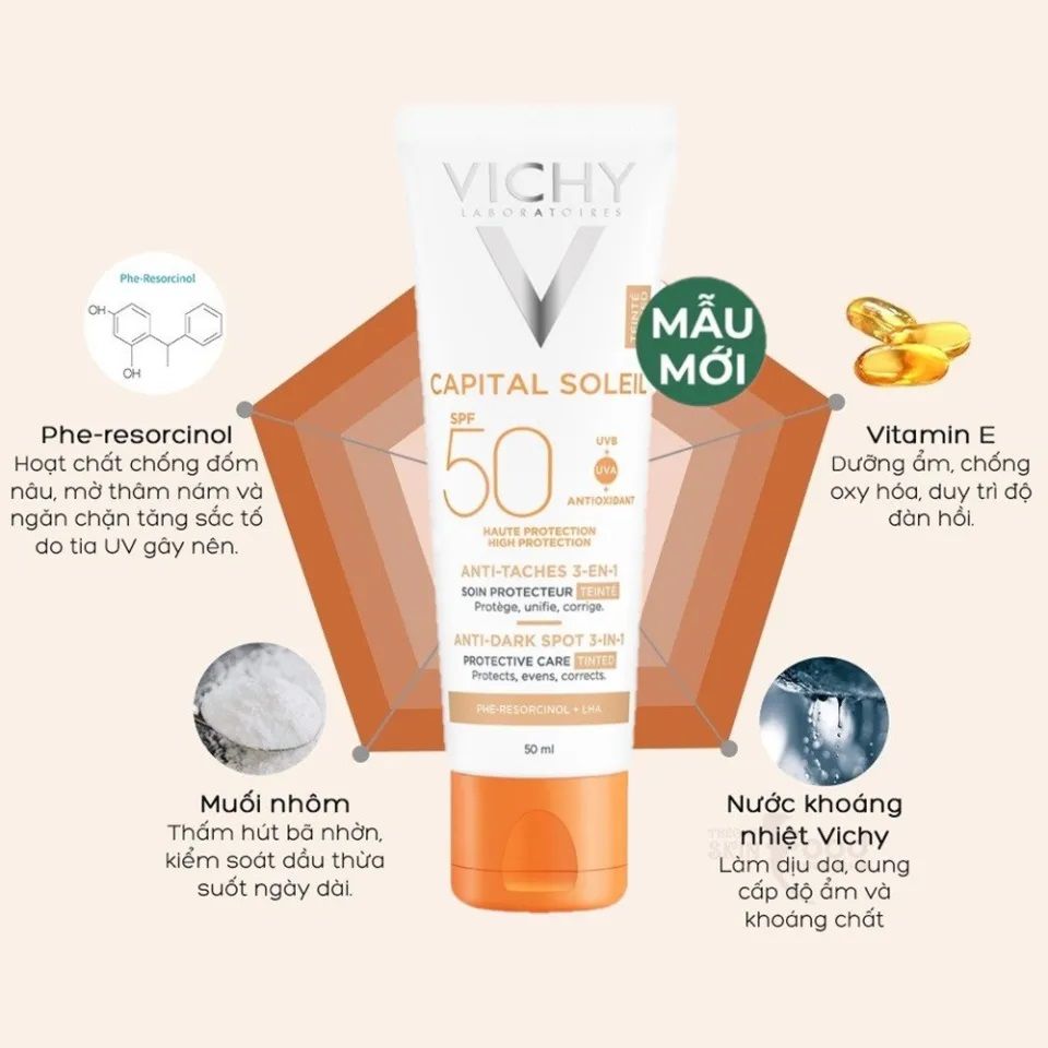 Kem Chống Nắng Giảm Thâm Nám Vichy Ideal Soleil Anti-Dark Spots SPF50 PA+++ 50ml
