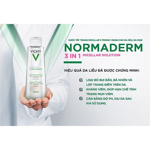 Nước Tẩy Trang Cho Da Dầu Mụn Vichy Normaderm 3-in-1 Micellar Solution 200ml