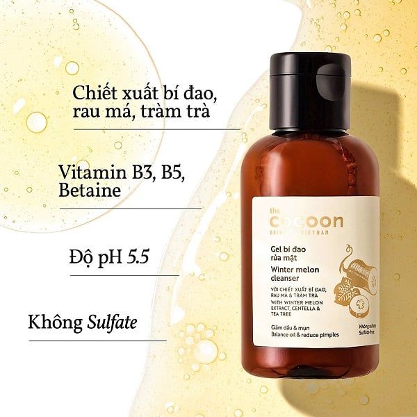 Gel Rửa Mặt Chiết Xuất Bí Đao Cocoon Winter Melon Cleanser 140ml