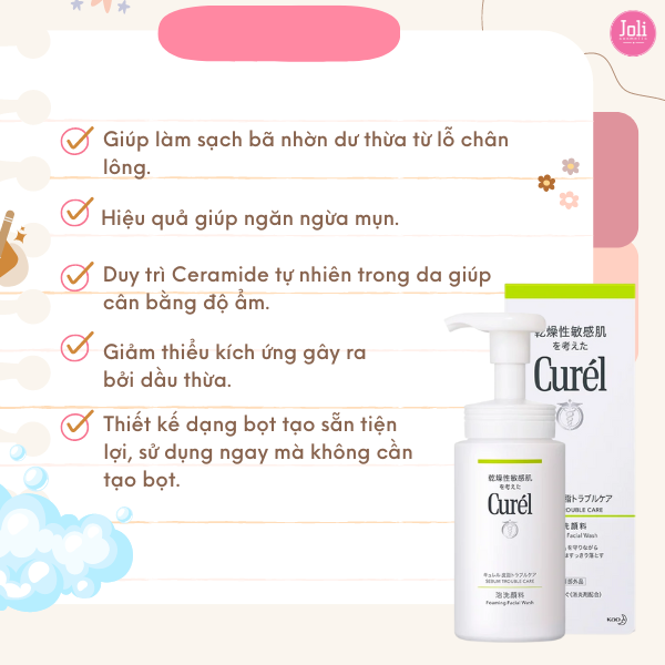 Sữa Rửa Mặt Cho Da Dầu Curel Sebum Trouble Care Sebum Care Foaming Wash 150ml