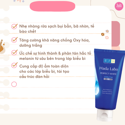 Kem Rửa Mặt Hada Labo Dưỡng Da Sáng Perfect White Tranexamic Acid Cleanser 80g