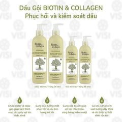 Dầu Gội & Xả Biotin Collagen Voudioty Phục Hồi Tóc Kiềm Dầu (Xanh Lá)