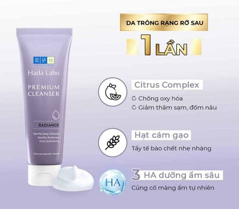 Sữa Rửa Mặt Hada Labo Dưỡng Sáng Da Premium Cleanser Radiance 100g