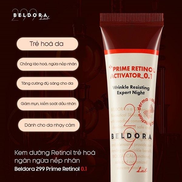 Kem Dưỡng Retinol Trẻ Hóa Da Ngăn Ngừa Nếp Nhăn Dành Cho Da Nhạy Cảm Beldora 299 Prime Retinol Activator 0.1 35ml